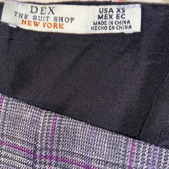 Dex  formal plaid skirt with faux leather sides stripes. Perfect  for work - Picture 3 of 5